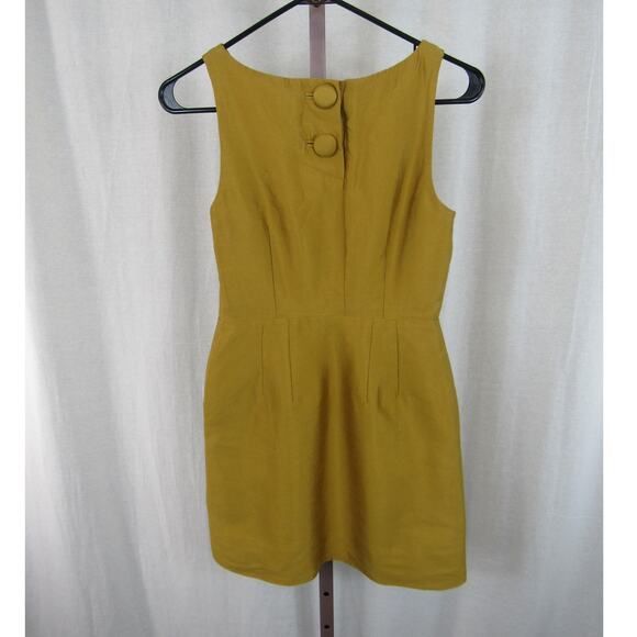 Maeve Size 0 Silk Wool Mustard Yellow Golden Chardonnay Dress Mini Anthropologie - Picture 6 of 7